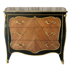 Vintage John Stuart USA gilt and black lacquered 3-drawer chest.