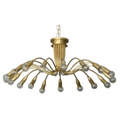 Stilnovo 18 arm Italian brass chandelier 1950's
