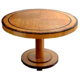 Swedish Art Deco, round pedestal table Macassar ebony.