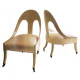 Pair of designer bleached walnut, regency style chairs