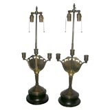 Art Nouveau Candlestick Table Lamps