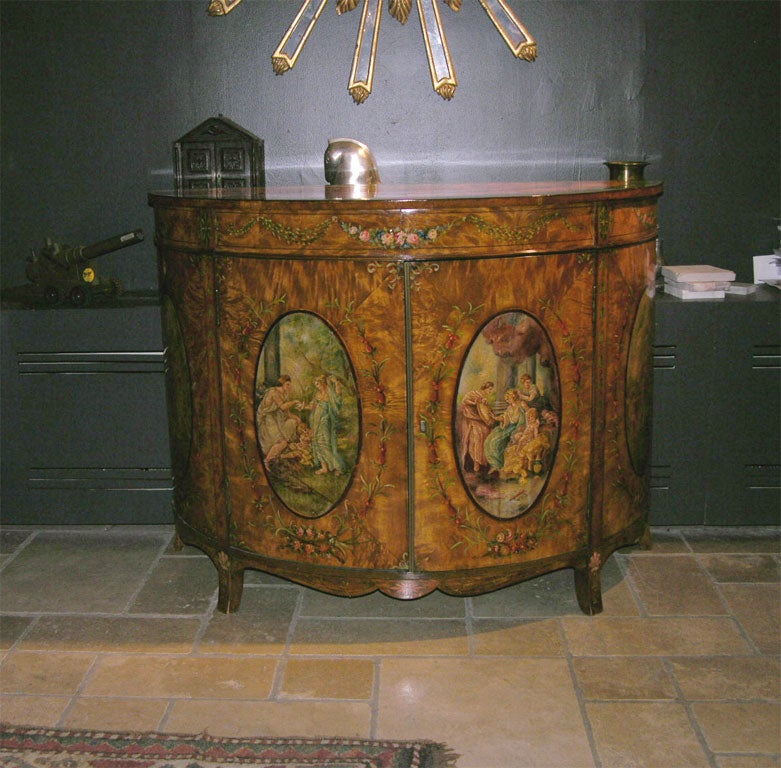 Satinwood Demi Lune Commode, 19th century