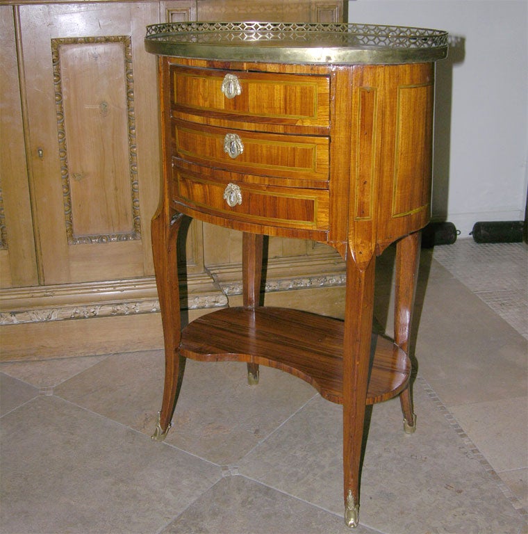 Louis XV - XVI Marble Top Oval Petit Commode, ca 1770's
