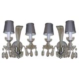 Pair of Hollywood Cut crystal Plume sconces