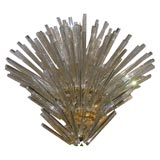 Large scale brass and glass prism chandelier