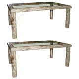 Pair of stone cocktail tables in style of Karl Springer