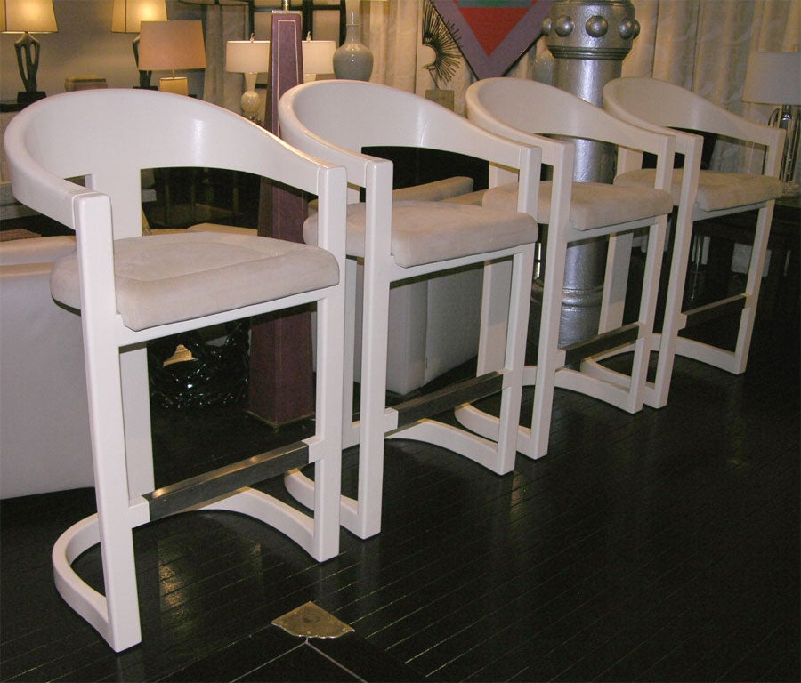 Set of 4 "Onassis Bar Stools" by Karl Springer