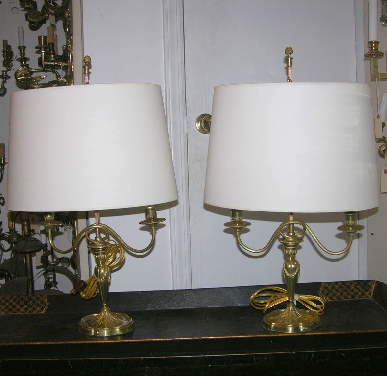 pair of classic French bronze lamps