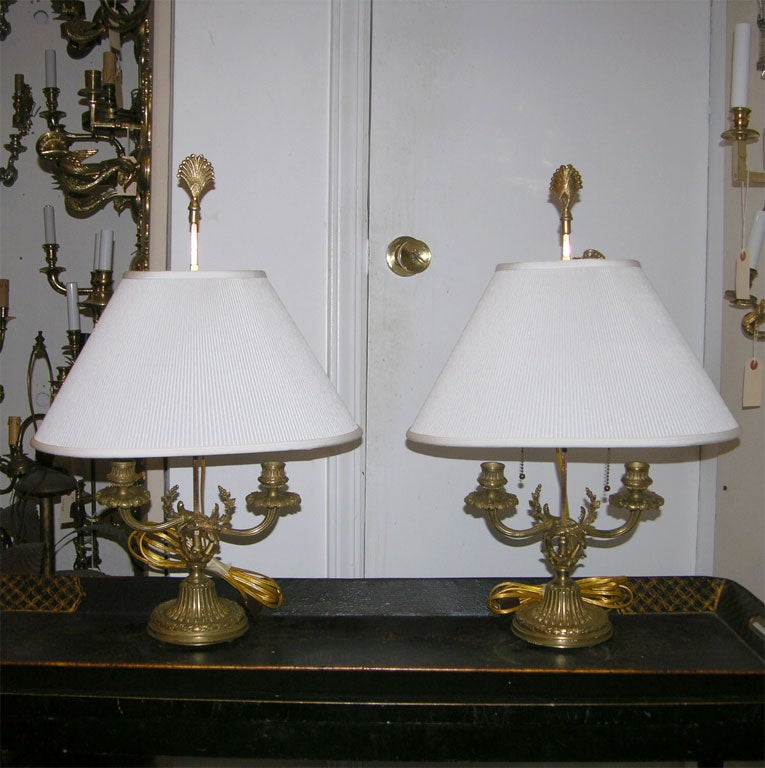 pair of antique French bronze table lamps