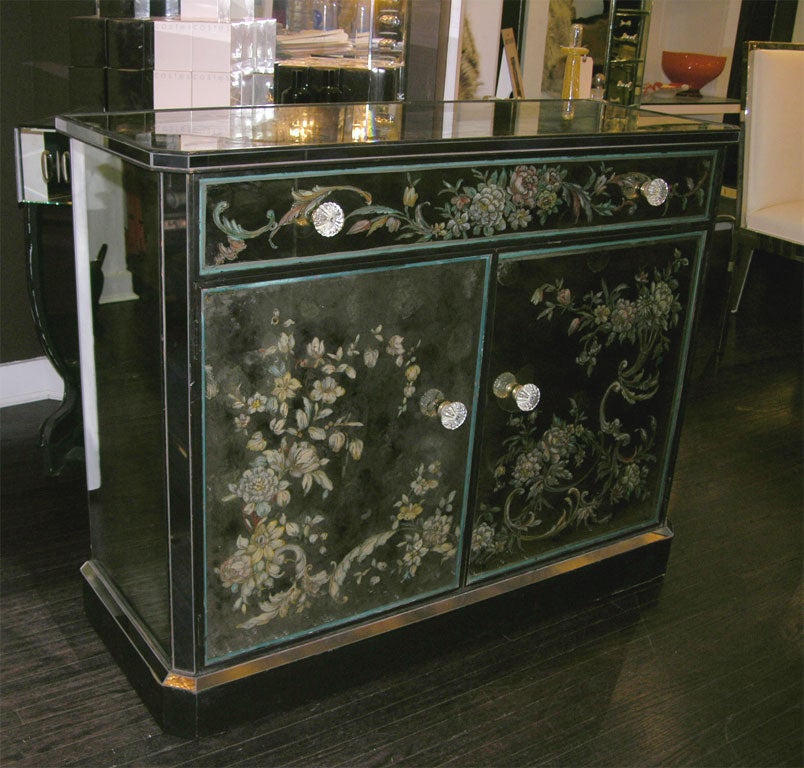 1930's Eglomise Mirrored Console