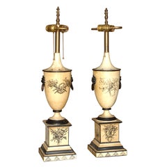 Pair of 18th Century Style Italian Tole Painted Lamps