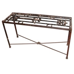 Black Iron Console with Antique French Grille
