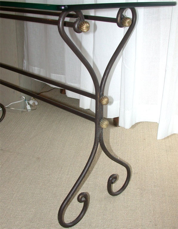 Wrought Iron Console Table with Glass Top 2