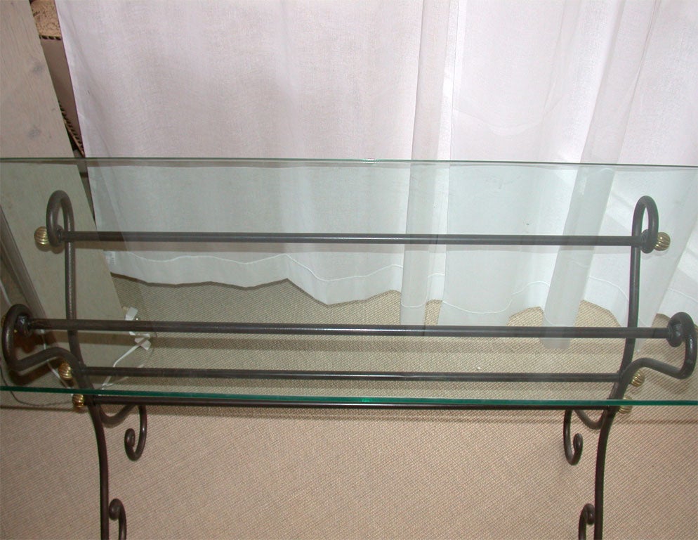 Wrought Iron Console Table with Glass Top 4