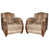 Pair of Faux Snakeskin Deco Club Chairs