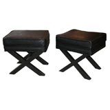 Pair of Ebonized Wood X-Benches