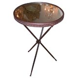 Bronze Mirror Top Tripod Table