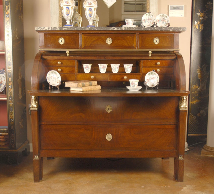 19th Century French Empire Period Roll Top Desk In Excellent Condition In Chamblee, GA