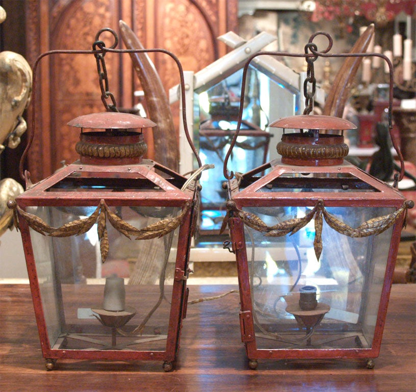 Pair of 18th c French Tole Lanterns
