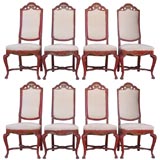 Set of 8 Italian Red Laquer Side Chairs