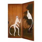 Japanese Screen Painted with Lemurs by Amos Shontz
