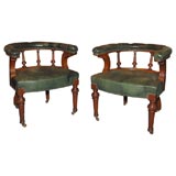 Pair of William IV Walnut and Leather Captain’s Chairs