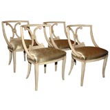A Set of Four Chic Italian Directoire Style Cream Painted Chai