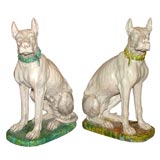 Pair of Italian Polychromed Heavy Terracotta Guard Dogs