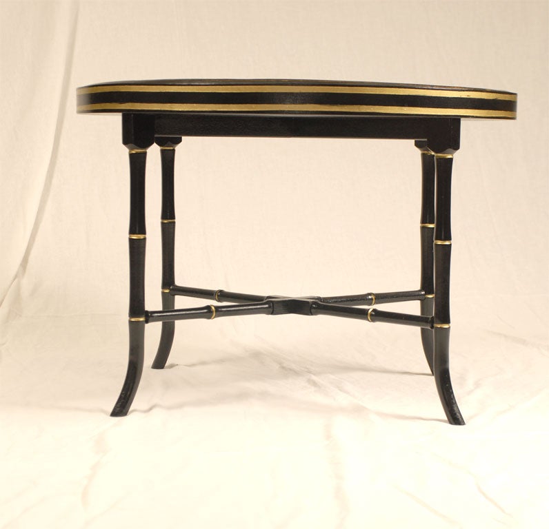 19th Century Lacquered Paper Mache Tray on Stand