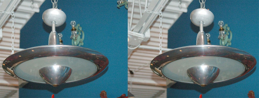 Pair of Aluminum 'Atomic' Chandeliers