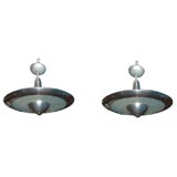 Pair of Aluminum 
Atomic
 Chandeliers