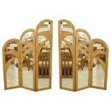 Pair of Mirrored Rattan Screens