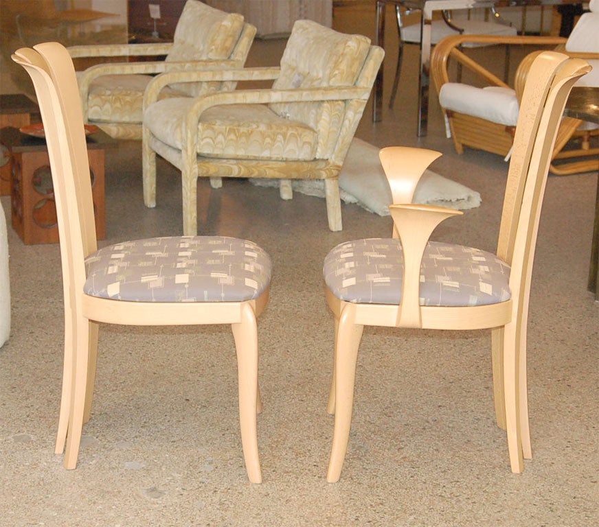 Wood Set of Six A. Sibau Dining Chairs