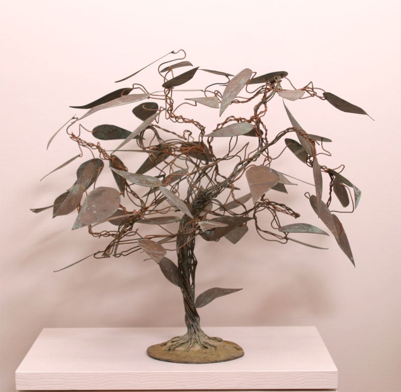 Large-Scale Vintage Copper Tree Sculpture
