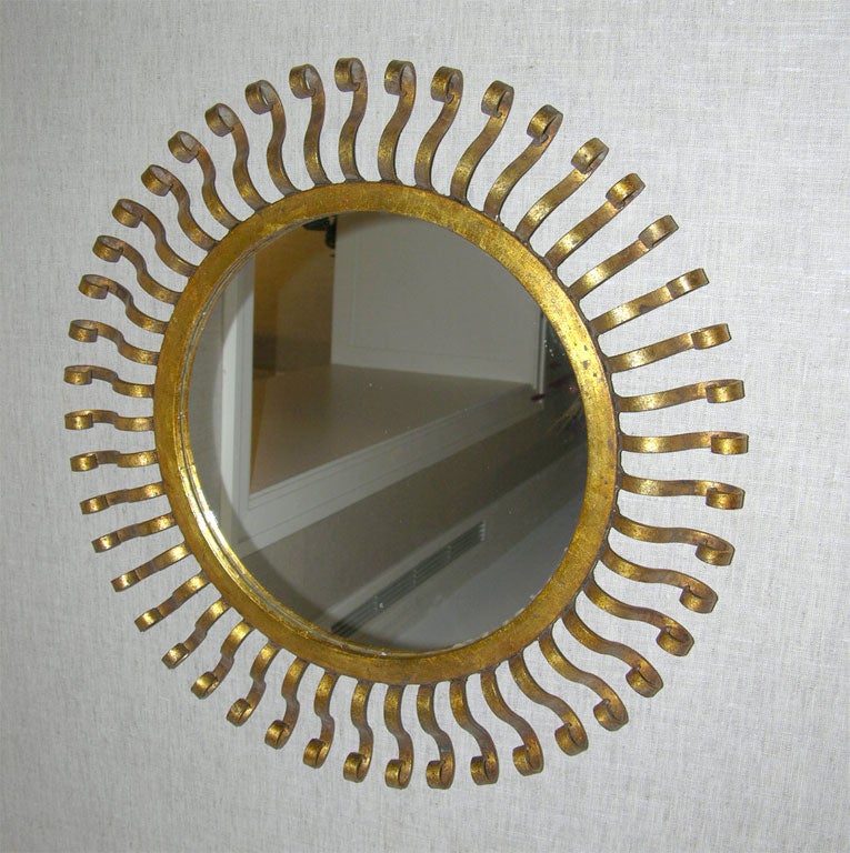 20th Century Unusual Gilt Metal Sunburst Mirror