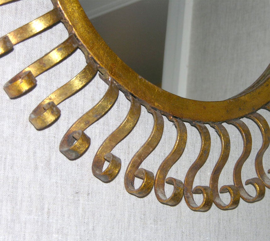 Unusual Gilt Metal Sunburst Mirror 1
