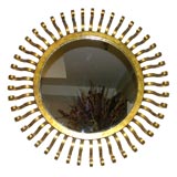 Unusual Gilt Metal Sunburst Mirror