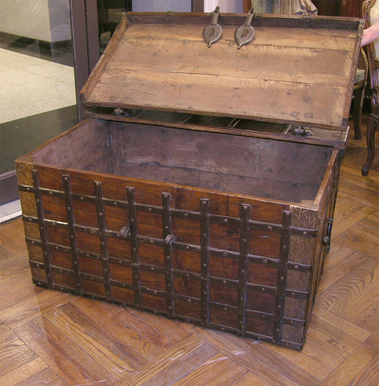 Anglo Indian Iron Bound Teak Trunk