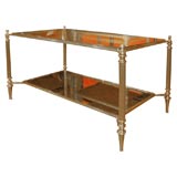 Two Tier Brass and Glass Coffee Table