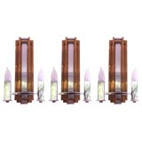 Trio of Italian Chrome and Brass Sconces