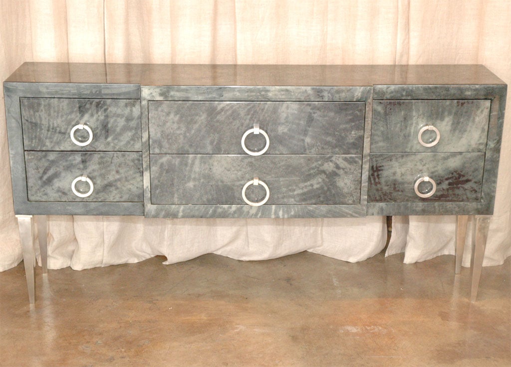 GREEN PARCHMENT CREDENZA