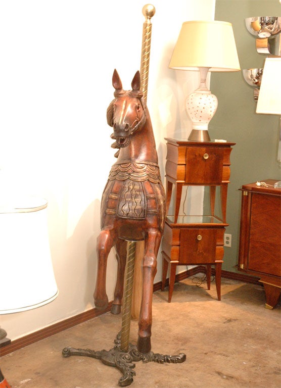 20th Century HAND CARVED WOOD CAROUSEL HORSE