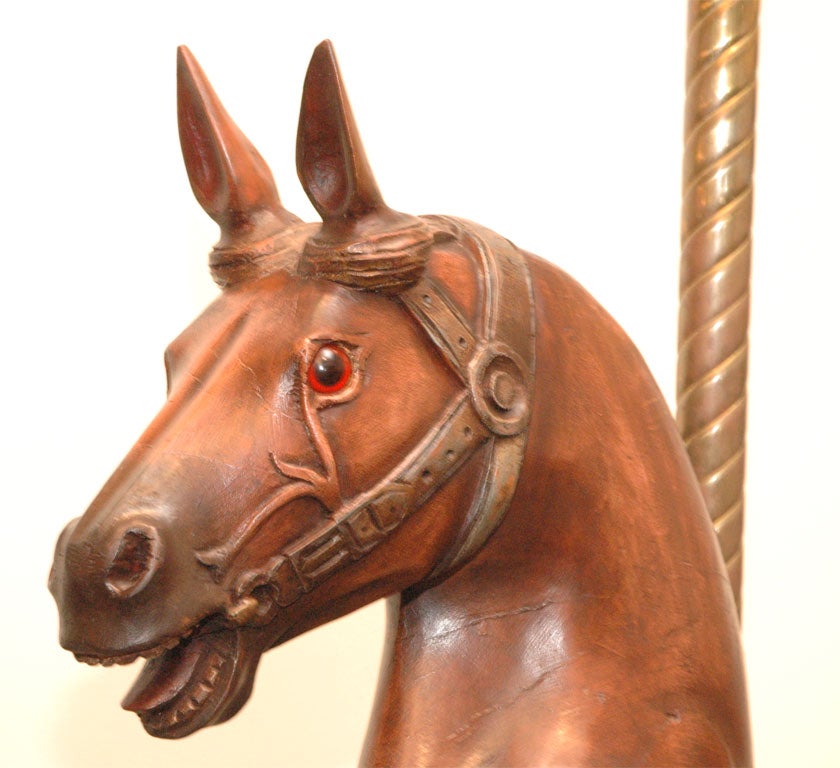 Wood HAND CARVED WOOD CAROUSEL HORSE
