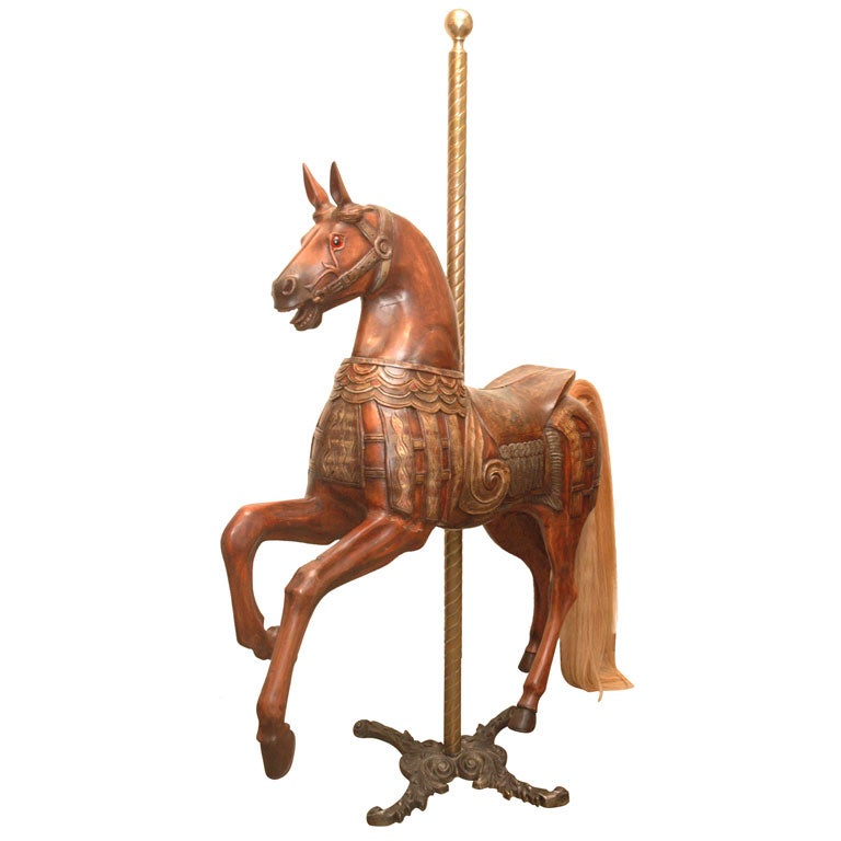 HAND CARVED WOOD CAROUSEL HORSE