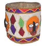 Unusually large beaded Yoruba Basket