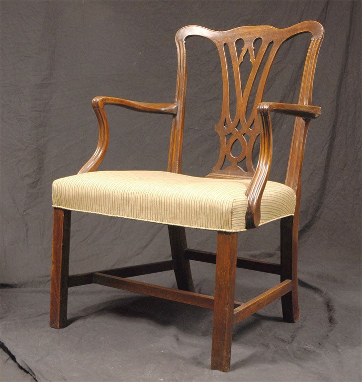 Graceful Chippendale-Design English Armchair, c. 1770