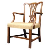 Antique Graceful Chippendale-Design English Armchair, c. 1770