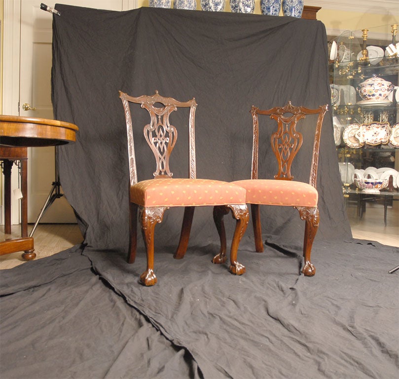 PAIR of "Chinese" Chippendale-design Chairs, c. 1770