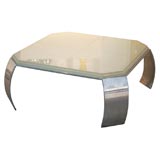 Aluminum Coffee Table with Geometric Lacquer Top