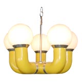 5 Light Lacquered Yellow Chandelier